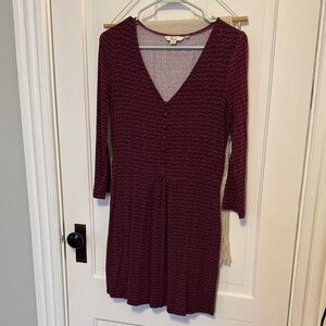 Boden Burgundy Long Sleeve Tunic Dress